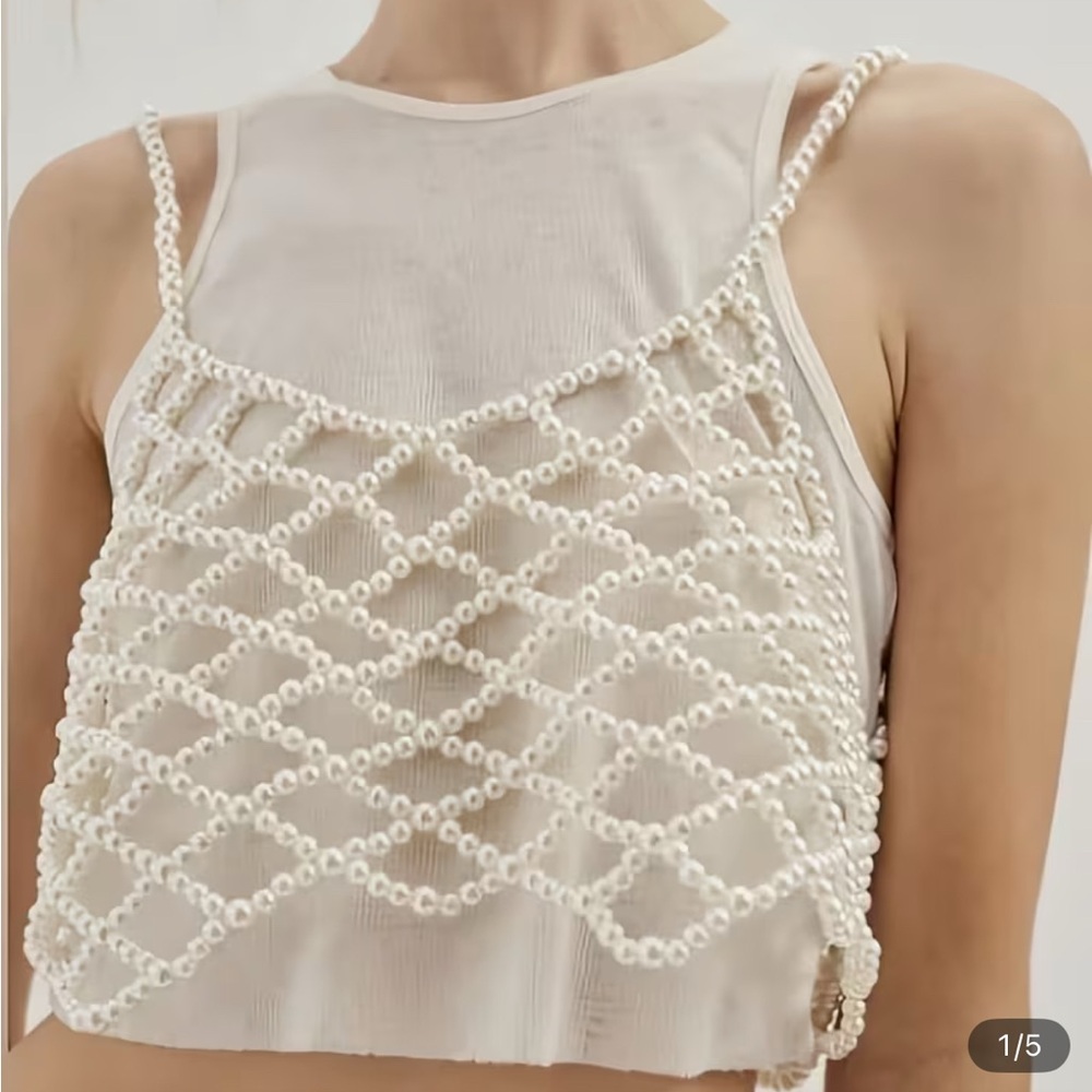 Elegant Pearl Beaded Women's Top